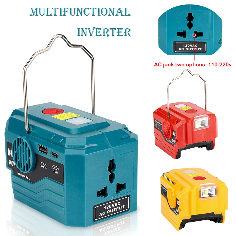 High quality outdoor portable inverter For Makita/Bosch/Dewalt/Milwaukee/Ryobi 18V battery Modified Sine Wave Power USB Adapter 
High quality outdoor portable inverter For Makita/Bosch/Dewalt/Milwaukee/Ryobi 18V battery Modified Sine Wave Power USB Adapter