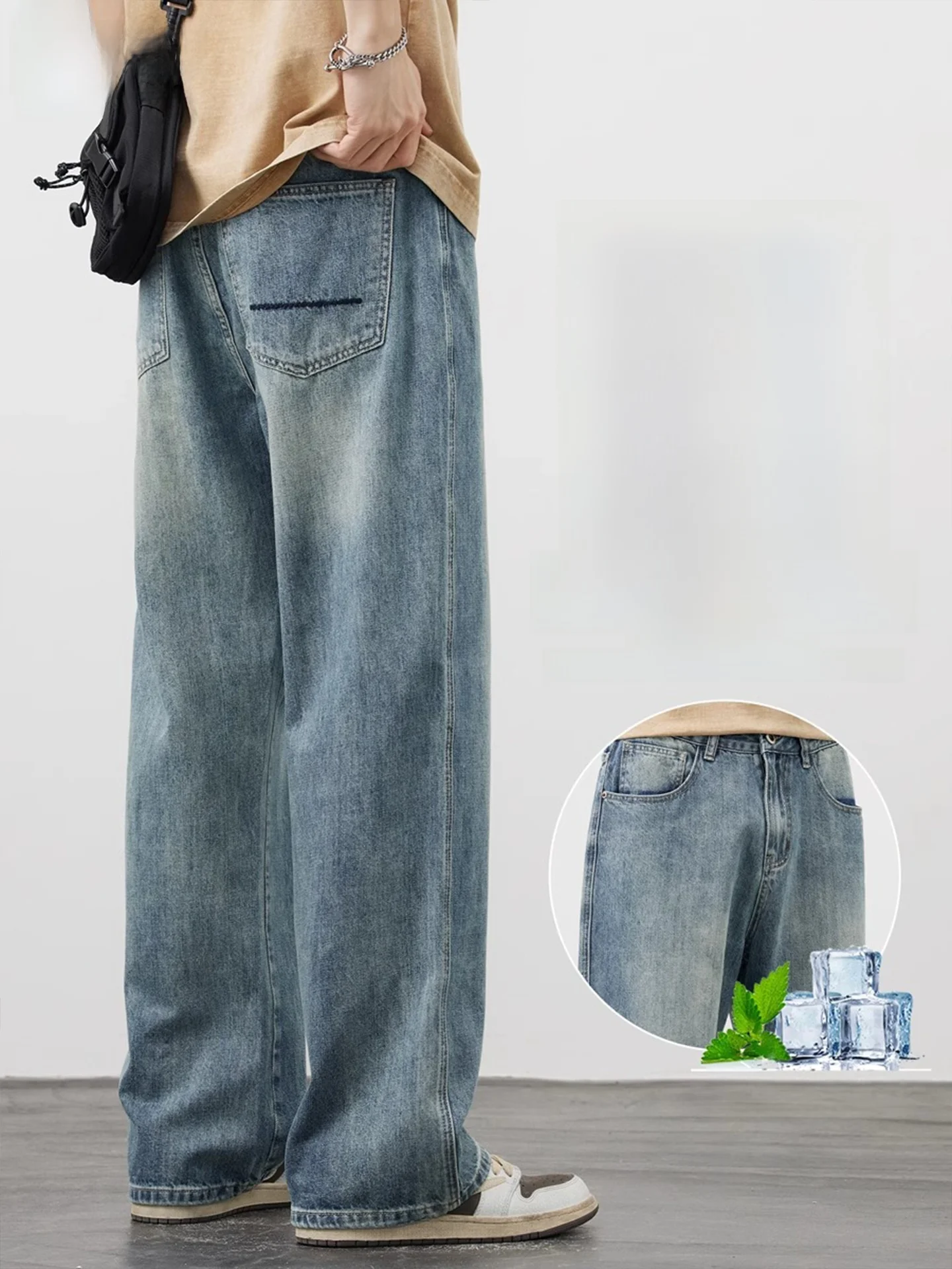 Retro American Denim Jeans Men's High Street Trend Loose Straight Leg Casual Long Pants Summer Thin Cotton Polyester Blend
Retro American Denim Jeans Men's High Street Trend Loose Straight Leg Casual Long Pants Summer Thin Cotton Polyester Blend