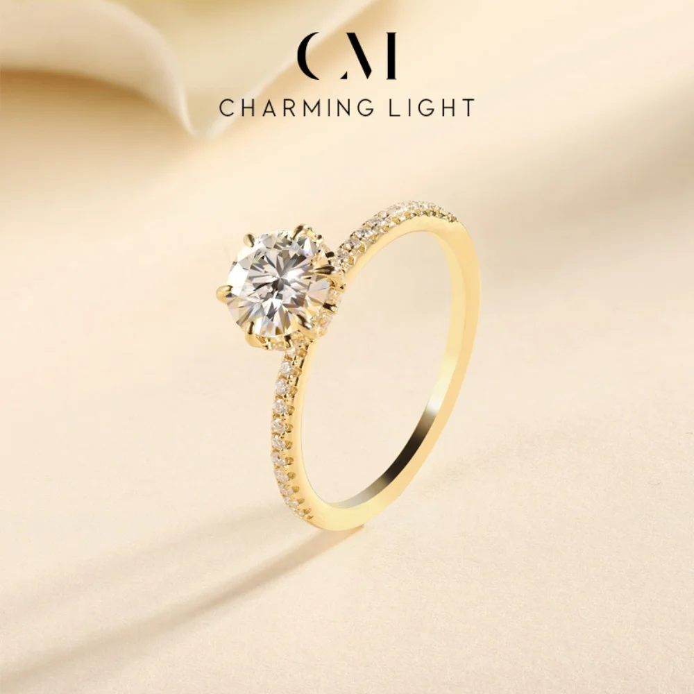 CHARMING Classic Style Yellow Gold Plated 6.5mm Moissanite Rings Round Cut 925 Sterling Silver For Women Engagement Fine Jewelry
CHARMING Classic Style Yellow Gold Plated 6.5mm Moissanite Rings Round Cut 925 Sterling Silver For Women Engagement Fine Jewelry
