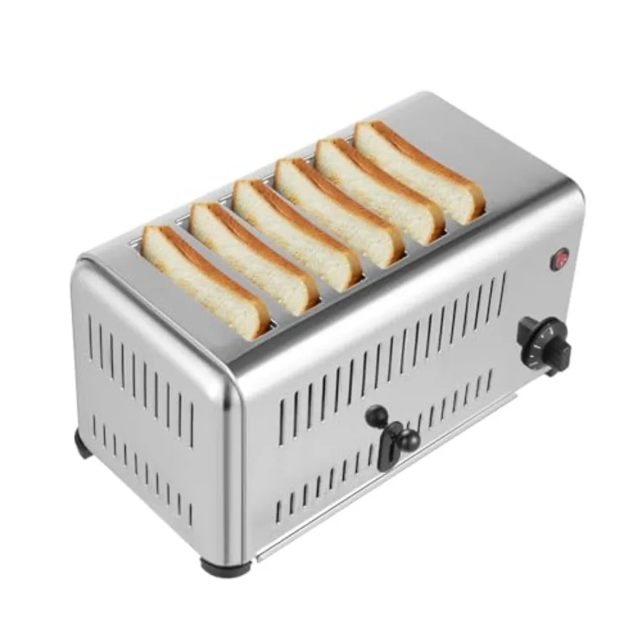 6-Slice 110V 1680W Stainless Steel Commercial Toaster with 1.1in Wide Slots for Bread Baking in Home Restaurant and Bakery
6-Slice 110V 1680W Stainless Steel Commercial Toaster with 1.1in Wide Slots for Bread Baking in Home Restaurant and Bakery