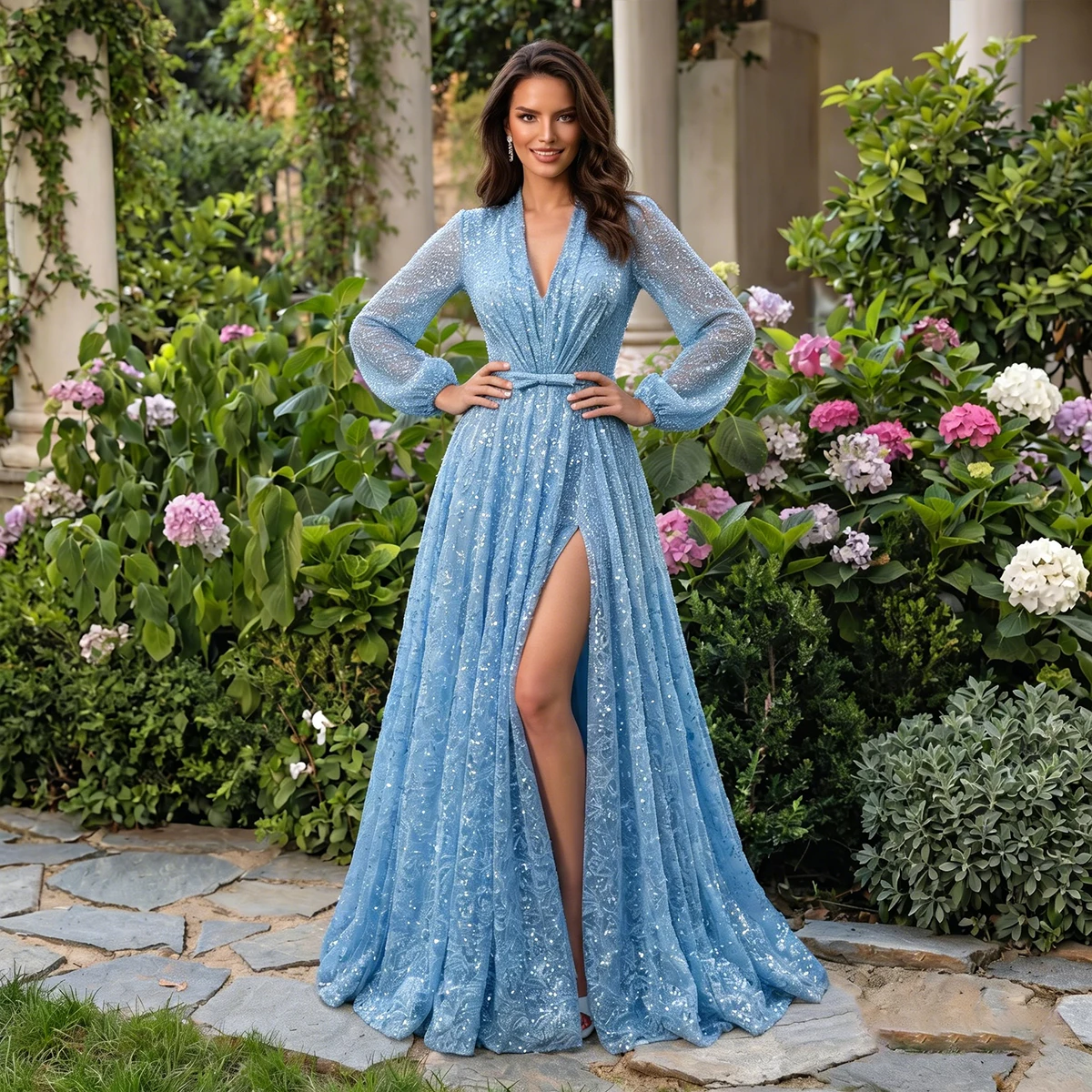 Luxury Beaded Sparkly Prom Dresses With Slit Sequin Evening Gown Pleated Long Sleeve Homecoming Dress For Women
Luxury Beaded Sparkly Prom Dresses With Slit Sequin Evening Gown Pleated Long Sleeve Homecoming Dress For Women