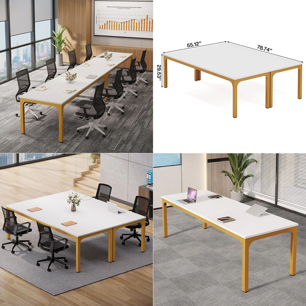 Conference Table with Black Metal Frame, Rectangular Meeting Office Table Podcast Table, Black and Deep Walnut 86.8W x 47.2D x
Conference Table with Black Metal Frame, Rectangular Meeting Office Table Podcast Table, Black and Deep Walnut 86.8W x 47.2D x