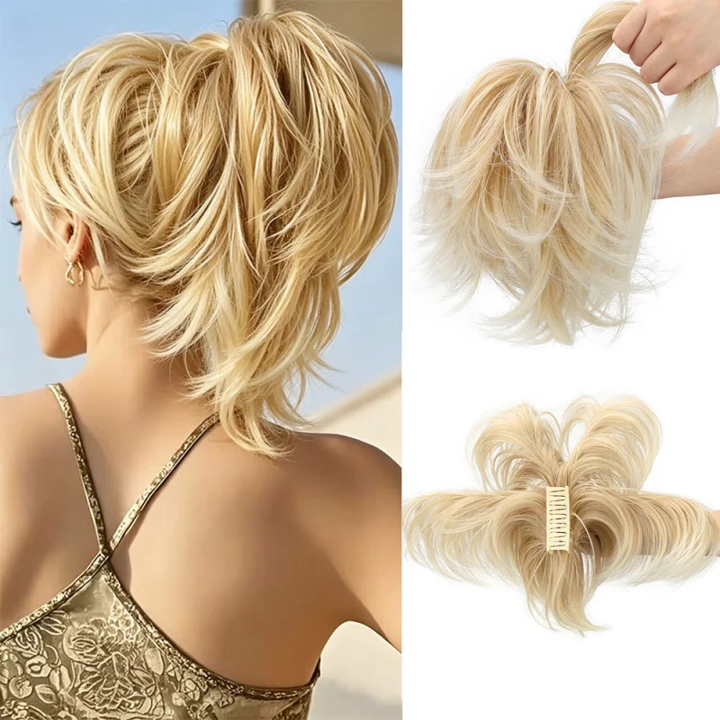High-temperature synthetic hair -on for women, short, fluffy, small curls, adjustable claw clip fake ponytail
High-temperature synthetic hair -on for women, short, fluffy, small curls, adjustable claw clip fake ponytail