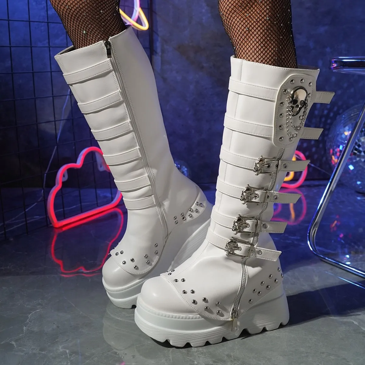 Independent Station High Top Boots Metal Bule Thi Bot Women's Boots Large Size Faionable Summer Flat Heel Rubber Sole
Independent Station High Top Boots Metal Bule Thi Bot Women's Boots Large Size Faionable Summer Flat Heel Rubber Sole