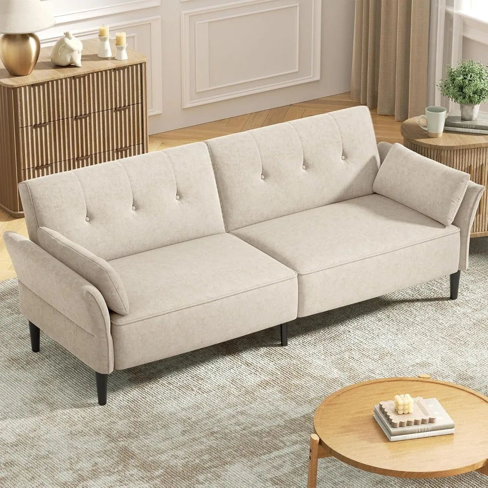 89” Futon Sofa Bed, Velvet Fabric Comfy Futon Couch Bed with 2 Square Pillows, Convertible Sleeper Sofa with Adjustable Backrest
89” Futon Sofa Bed, Velvet Fabric Comfy Futon Couch Bed with 2 Square Pillows, Convertible Sleeper Sofa with Adjustable Backrest