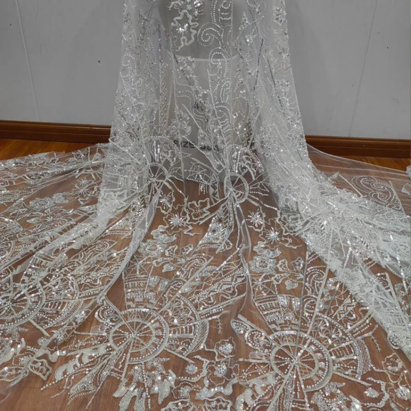 High Quality Irregular White Beaded Sequined Lace Mesh Wedding Dress Women's Dress DIY Lace Fabric
High Quality Irregular White Beaded Sequined Lace Mesh Wedding Dress Women's Dress DIY Lace Fabric