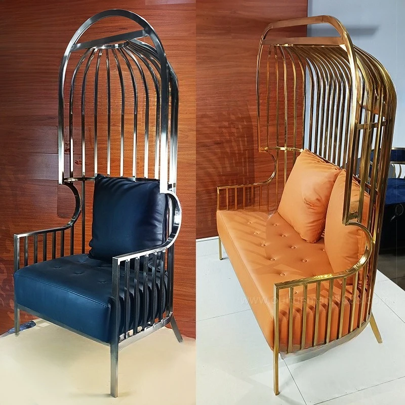 Stainless steel birdcage single leisure chair European light luxury space chair high back princess leather
Stainless steel birdcage single leisure chair European light luxury space chair high back princess leather