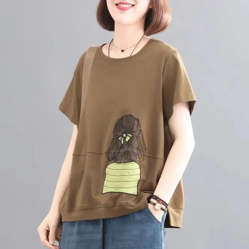 Women's Cotton T-Shirt Short Sleeve Embroidered Casual Loose Top
Women's Cotton T-Shirt Short Sleeve Embroidered Casual Loose Top