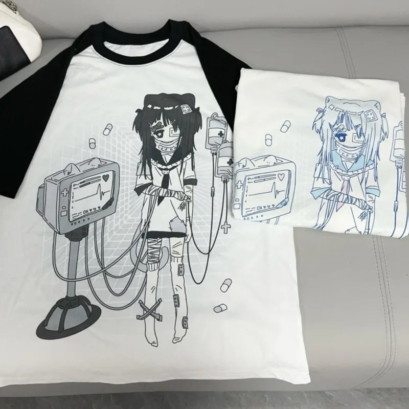 JK Y2K Tops&Tees Printed Soft Girl Subculture Japan Cotton Cartoon Cute Cudgelet Short Sleeve Splicing Loose Couple Tee Top New
JK Y2K Tops&Tees Printed Soft Girl Subculture Japan Cotton Cartoon Cute Cudgelet Short Sleeve Splicing Loose Couple Tee Top New