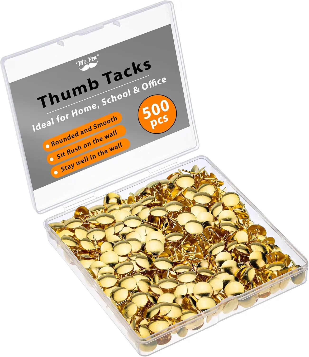 500 Pack Gold Flat Thumb Tacks for Corkboard, Push Pins for Hanging Maps, Posters, and Art Projects
500 Pack Gold Flat Thumb Tacks for Corkboard, Push Pins for Hanging Maps, Posters, and Art Projects