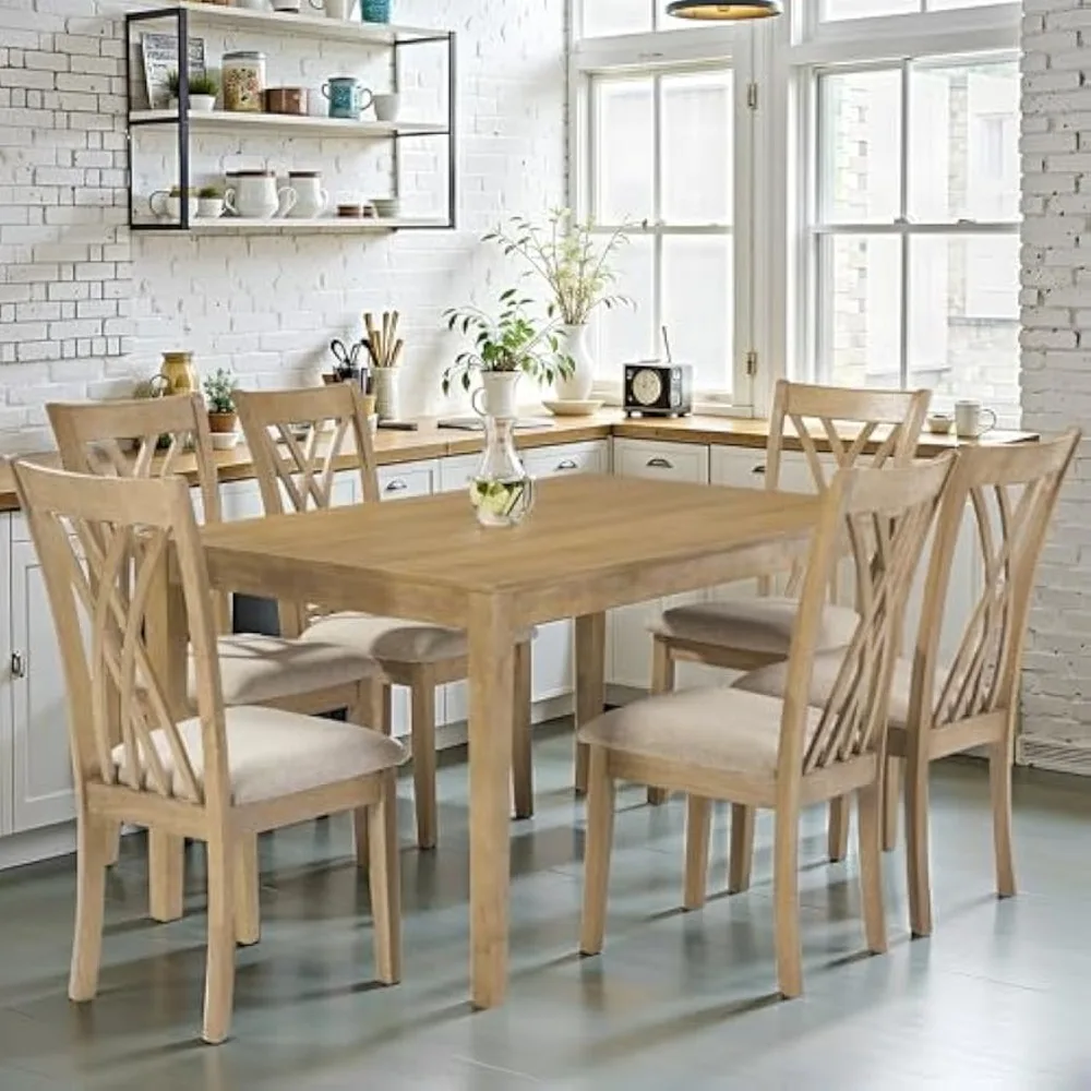 7-Piece Dining Table Set For 4-6 People, Kitchen Table Set With 6 Upholstered Chairs, Dining Room Table With MDF Board
7-Piece Dining Table Set For 4-6 People, Kitchen Table Set With 6 Upholstered Chairs, Dining Room Table With MDF Board