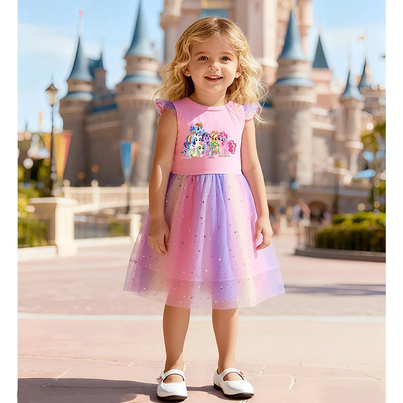 My Little Ponys Baby Girls Dress Children Cartoon Mesh Star Sequins Princess Dress Kids Flying Sleeve Skirt For Birthday Gift
My Little Ponys Baby Girls Dress Children Cartoon Mesh Star Sequins Princess Dress Kids Flying Sleeve Skirt For Birthday Gift