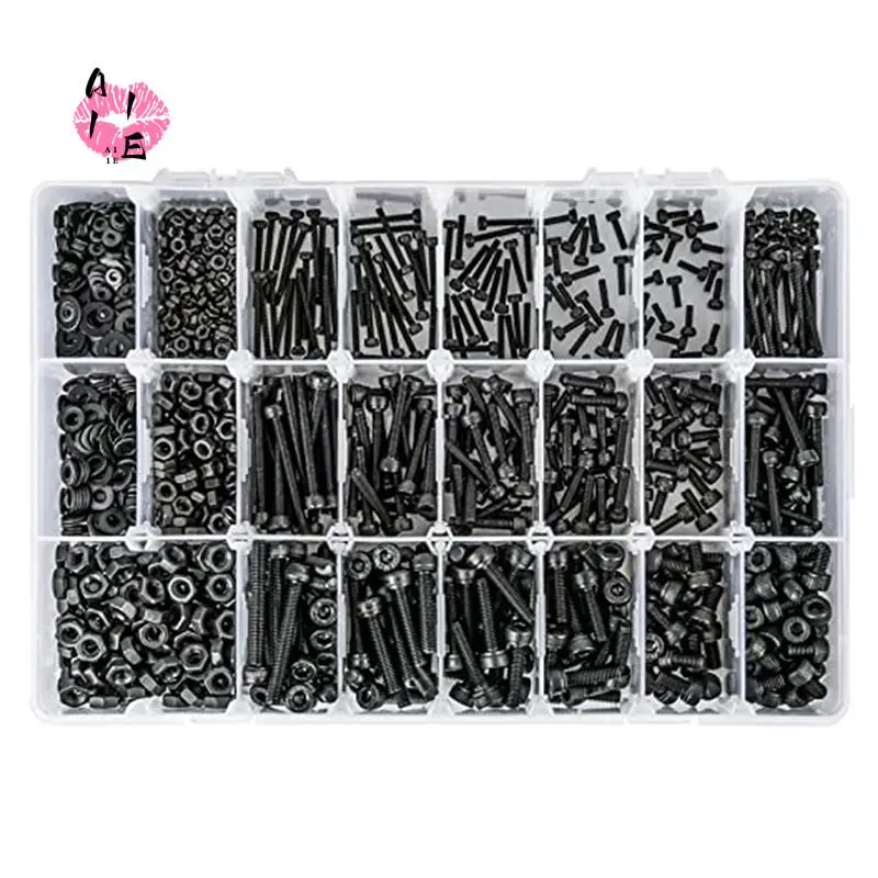 A11E-1260PCS Metric Bolt Assortment M2 M4, 21 Sizes Screws Nuts And Hex Socket Head Cap Machine Kit Black
A11E-1260PCS Metric Bolt Assortment M2 M4, 21 Sizes Screws Nuts And Hex Socket Head Cap Machine Kit Black