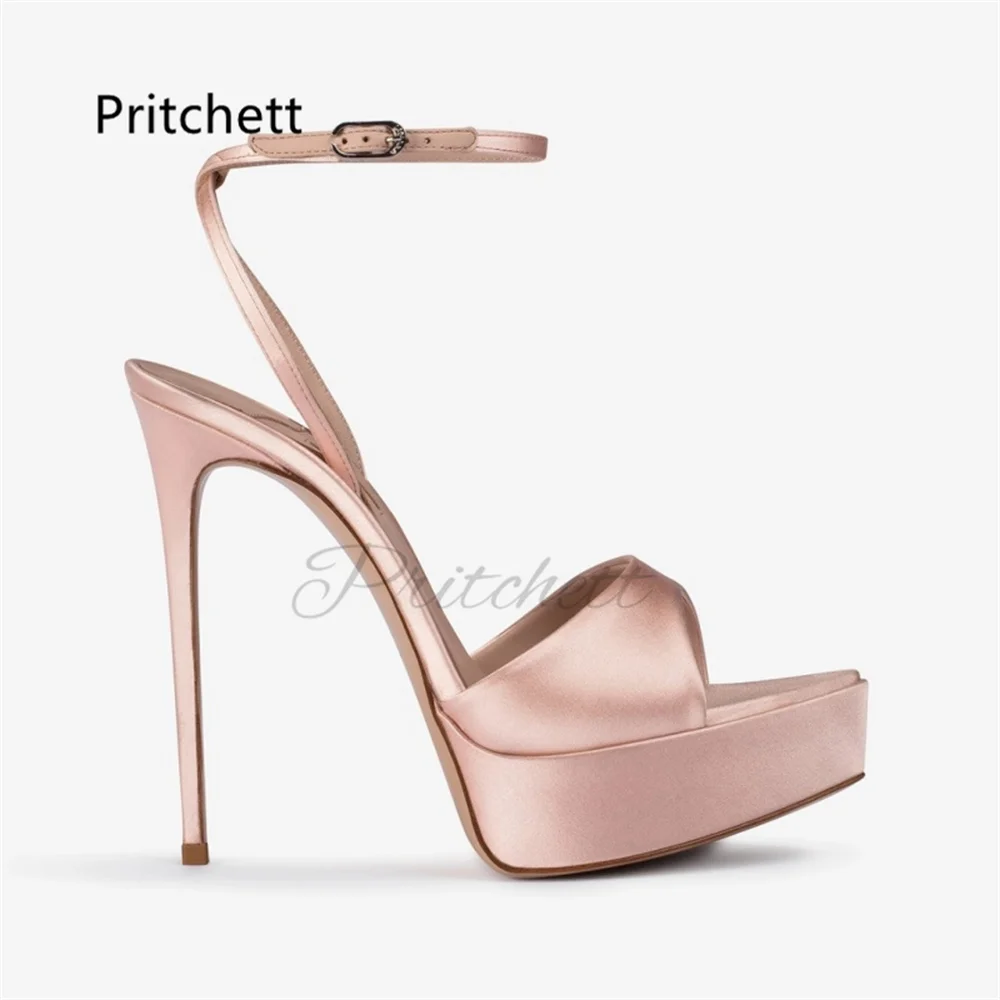 12Cm High Heels Satin Sandals for Wedding Sexy Nude Pink Ankle Buckle Women Stiletto Heels Platform Open Toe Shoes Party
12Cm High Heels Satin Sandals for Wedding Sexy Nude Pink Ankle Buckle Women Stiletto Heels Platform Open Toe Shoes Party