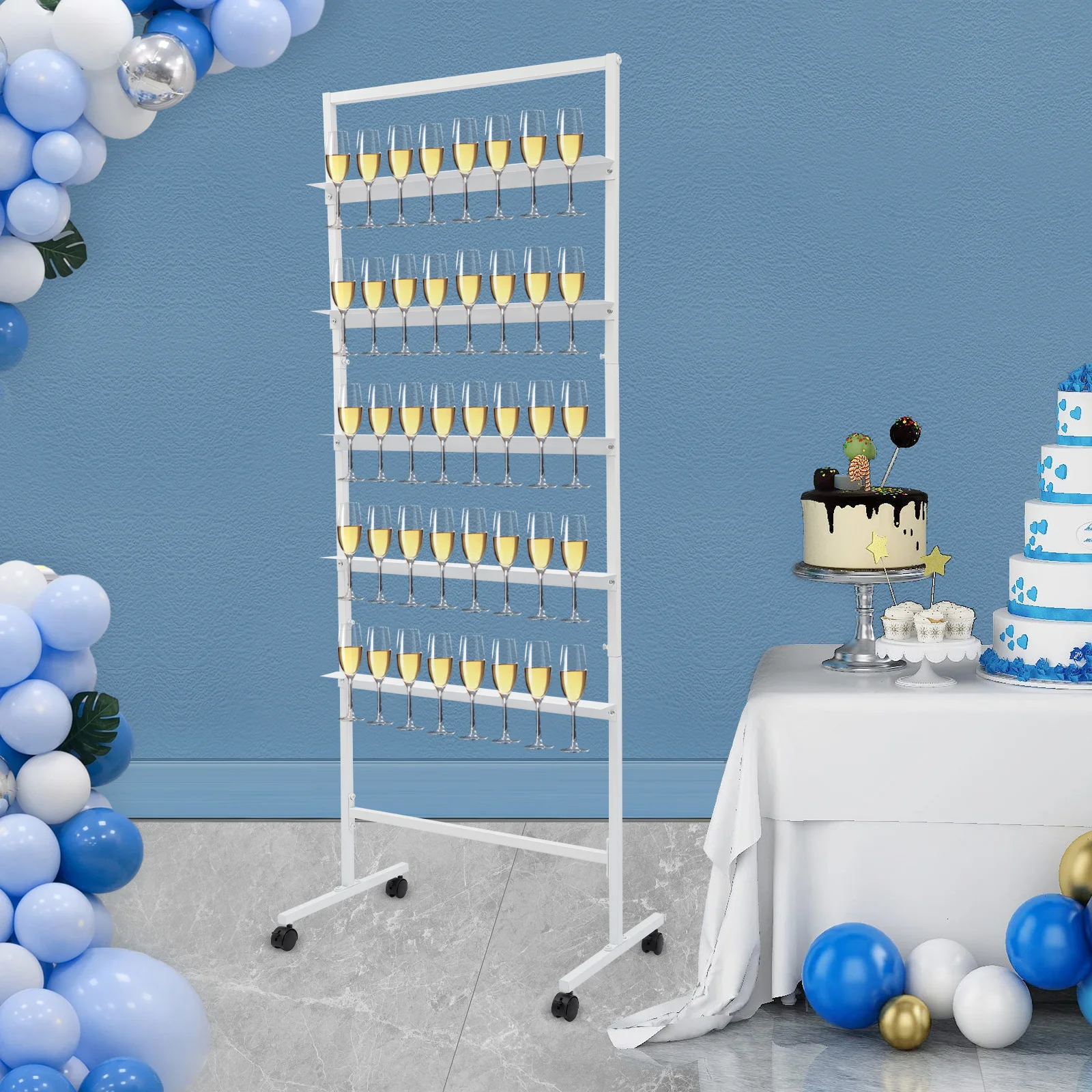 Champagne Wine Glass Holder, 5-Tier Metal Champagne Flutes Display Stand, Champagne Wine Glass Holder with Swivel Casters, White
Champagne Wine Glass Holder, 5-Tier Metal Champagne Flutes Display Stand, Champagne Wine Glass Holder with Swivel Casters, White