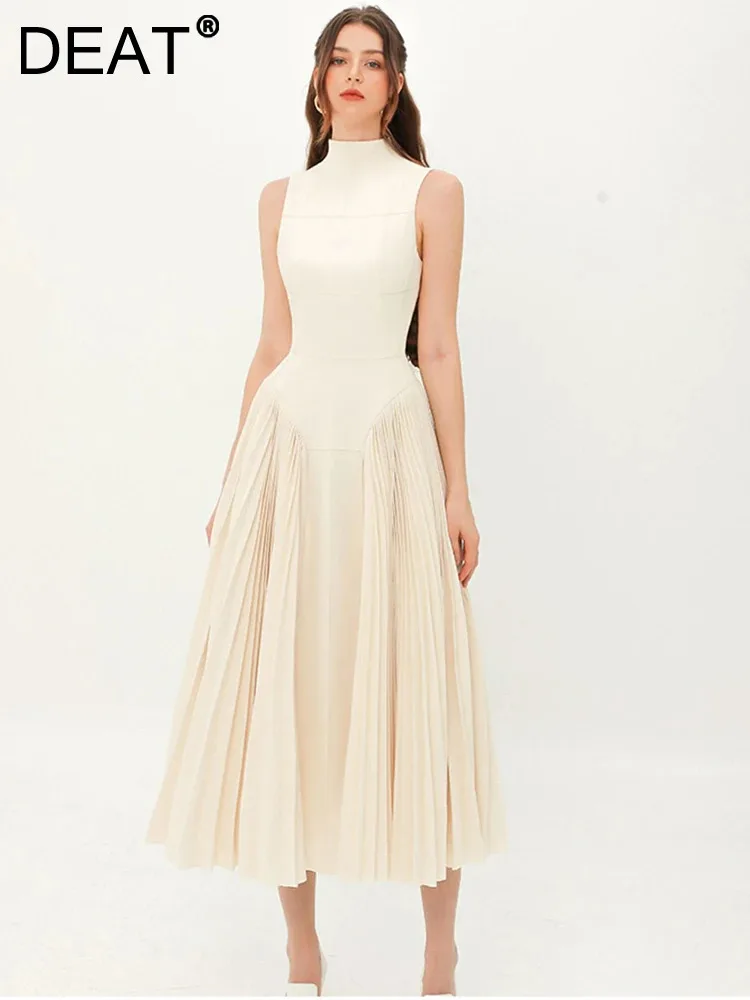 DEAT Elegant Dress O-neck Pleated High Waist Sleeveless Solid A-line Women's Evening Dresses 2024 Summer New Fashion 35Z598
DEAT Elegant Dress O-neck Pleated High Waist Sleeveless Solid A-line Women's Evening Dresses 2024 Summer New Fashion 35Z598