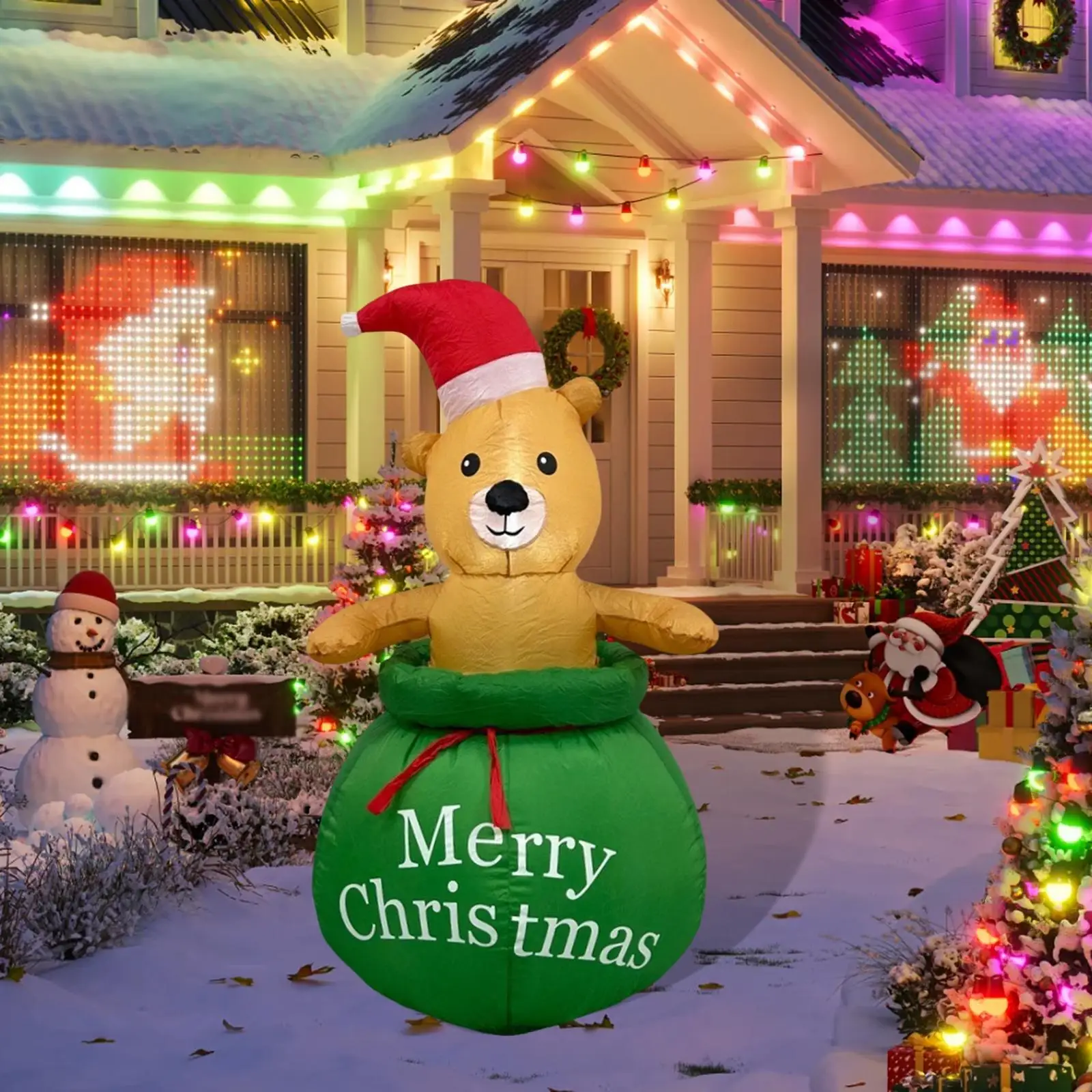 Christmas Inflatable Decorations Inflatable Toy Cute Xmas Bear Candy Bag Design Built in LED Holiday Display for Gardern Winter
Christmas Inflatable Decorations Inflatable Toy Cute Xmas Bear Candy Bag Design Built in LED Holiday Display for Gardern Winter
