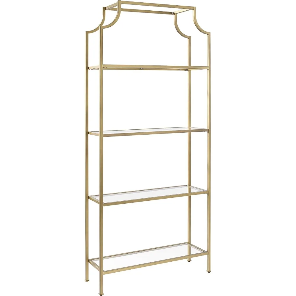 Aimee Bookshelf With Glass Shelves, Bookcase Storage, Gold And Glass
Aimee Bookshelf With Glass Shelves, Bookcase Storage, Gold And Glass