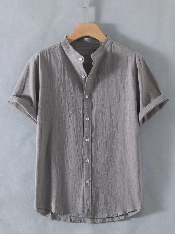 Summer Lightweight Loose Cotton Linen Men's irt ort Sve Casual Top Thin f Sve Youth Faion Stand Collar
Summer Lightweight Loose Cotton Linen Men's irt ort Sve Casual Top Thin f Sve Youth Faion Stand Collar