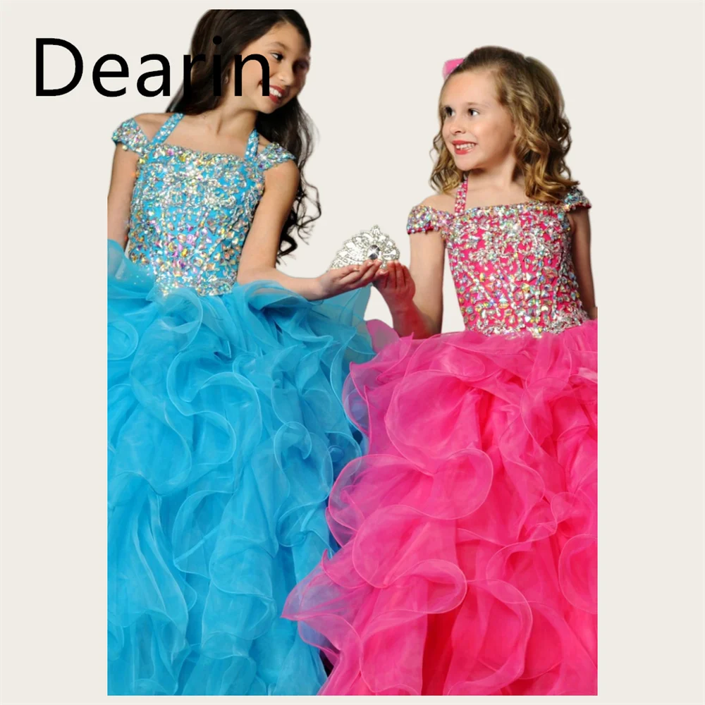 Customized Dearin Halter A-line Floor Length Skirts Fold Draped Tulle Flower Girl Dresses
Customized Dearin Halter A-line Floor Length Skirts Fold Draped Tulle Flower Girl Dresses