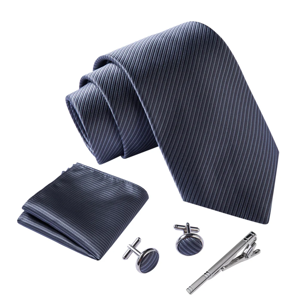 Ikepeibao Men Solid Dk Gray Striped Necktie Sets Pocket Square With Metal Cufflinks Clip Fit Wedding Formal Workplace Black Navy
Ikepeibao Men Solid Dk Gray Striped Necktie Sets Pocket Square With Metal Cufflinks Clip Fit Wedding Formal Workplace Black Navy