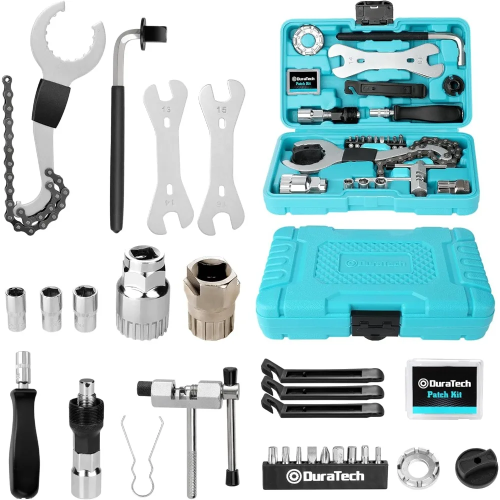 31-Piece Bicycle Repair Kit with Storage Box, Tools for Mountain and Road Bikes, Includes Chain Riveter
31-Piece Bicycle Repair Kit with Storage Box, Tools for Mountain and Road Bikes, Includes Chain Riveter