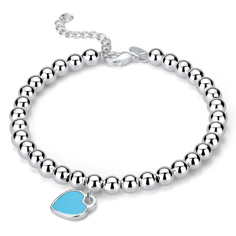 925 Sterling Silver Beads Chain Heart Pendant Bracelets For Women Street All-match Fashion Designer Jewelry Party Wedding Gifts
925 Sterling Silver Beads Chain Heart Pendant Bracelets For Women Street All-match Fashion Designer Jewelry Party Wedding Gifts