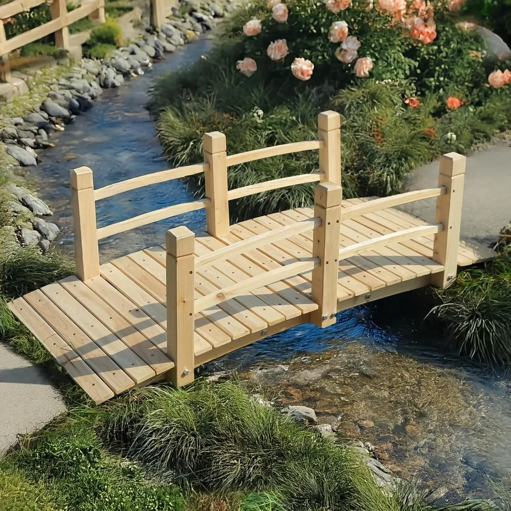 Wood Garden Bridge Classic Wooden Arch Stained Finish Footbridge with Safety Railings, 530 lbs Capacity, Decorative Pond Bridge
Wood Garden Bridge Classic Wooden Arch Stained Finish Footbridge with Safety Railings, 530 lbs Capacity, Decorative Pond Bridge