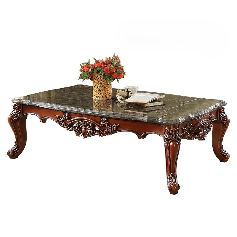 European pure solid wood coffee table log carved natural marble panel coffee table American retro corner table
European pure solid wood coffee table log carved natural marble panel coffee table American retro corner table