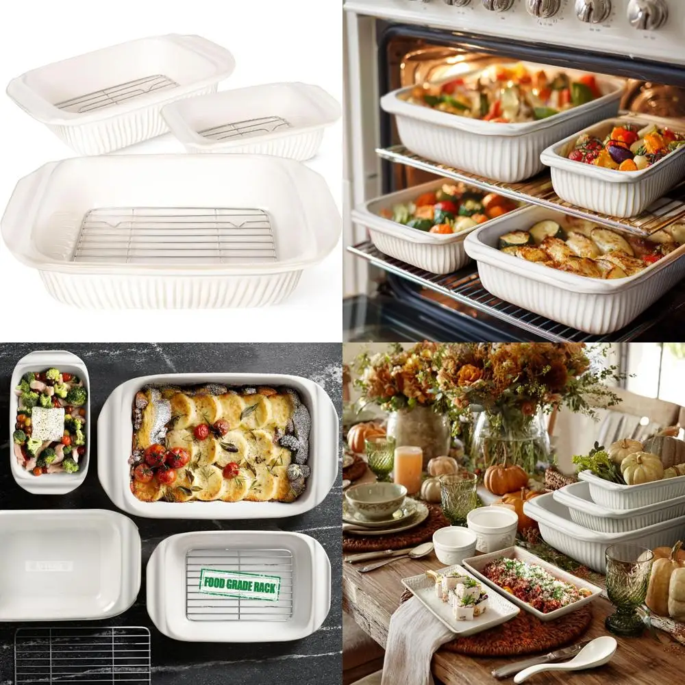 Oven-Safe Ceramic Baking Dishes, Large Handled Lasagna Pans, Baking Casserole Pans, Rectangular Baking Trays
Oven-Safe Ceramic Baking Dishes, Large Handled Lasagna Pans, Baking Casserole Pans, Rectangular Baking Trays
