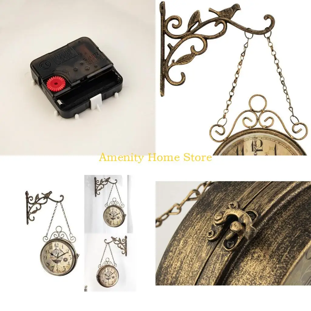F26C Vintage Double Side Silent Wall Clock Wrought Iron Hanging Time Clock Ornaments for Home Bedroom Dormitory Wall
F26C Vintage Double Side Silent Wall Clock Wrought Iron Hanging Time Clock Ornaments for Home Bedroom Dormitory Wall