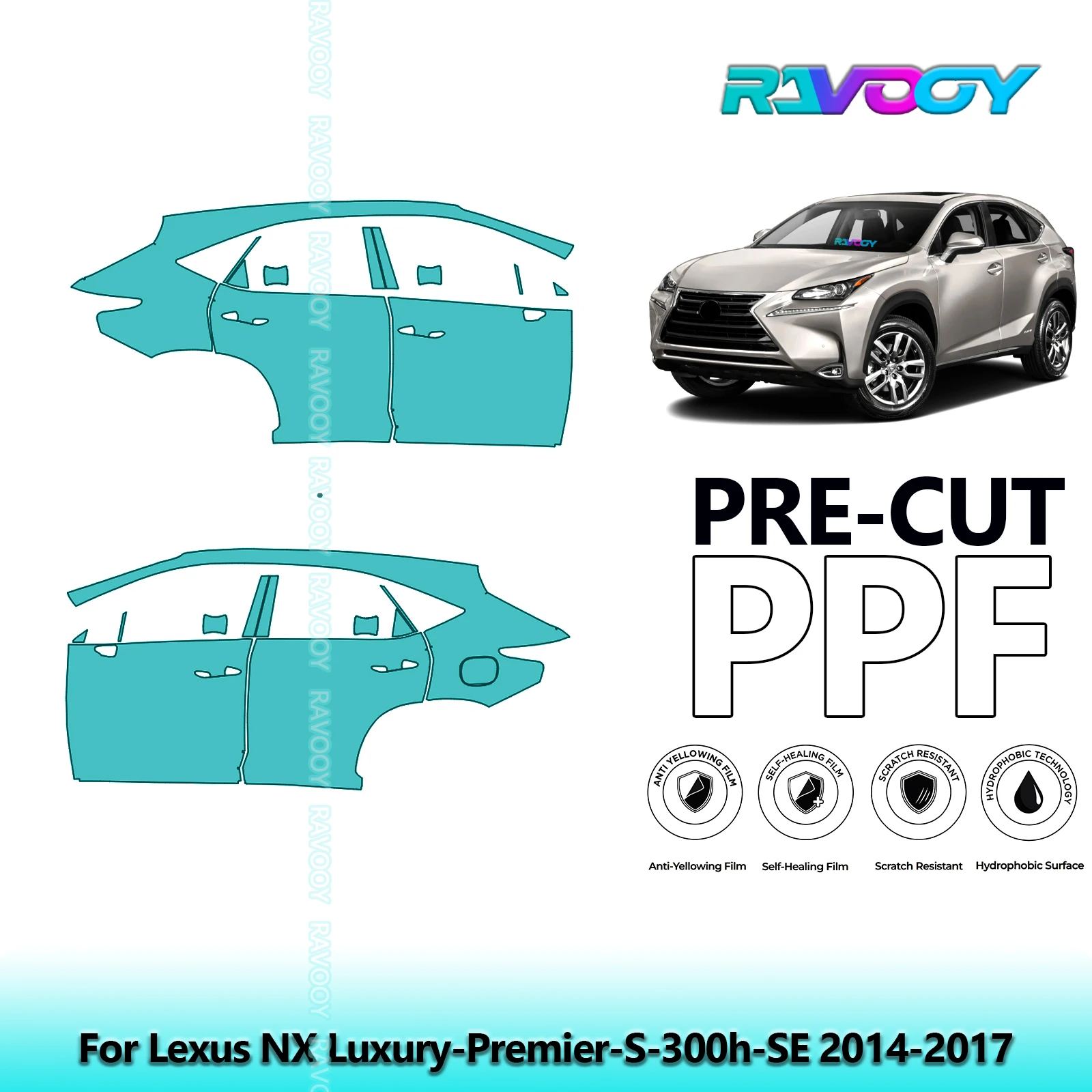 For Lexus NX Luxury-Premier-S-300h-SE 2014-2017 8.5mil Pre-Cut PPF Door & A/B Pillar Kit TPU Paint Protection Film Set
For Lexus NX Luxury-Premier-S-300h-SE 2014-2017 8.5mil Pre-Cut PPF Door & A/B Pillar Kit TPU Paint Protection Film Set