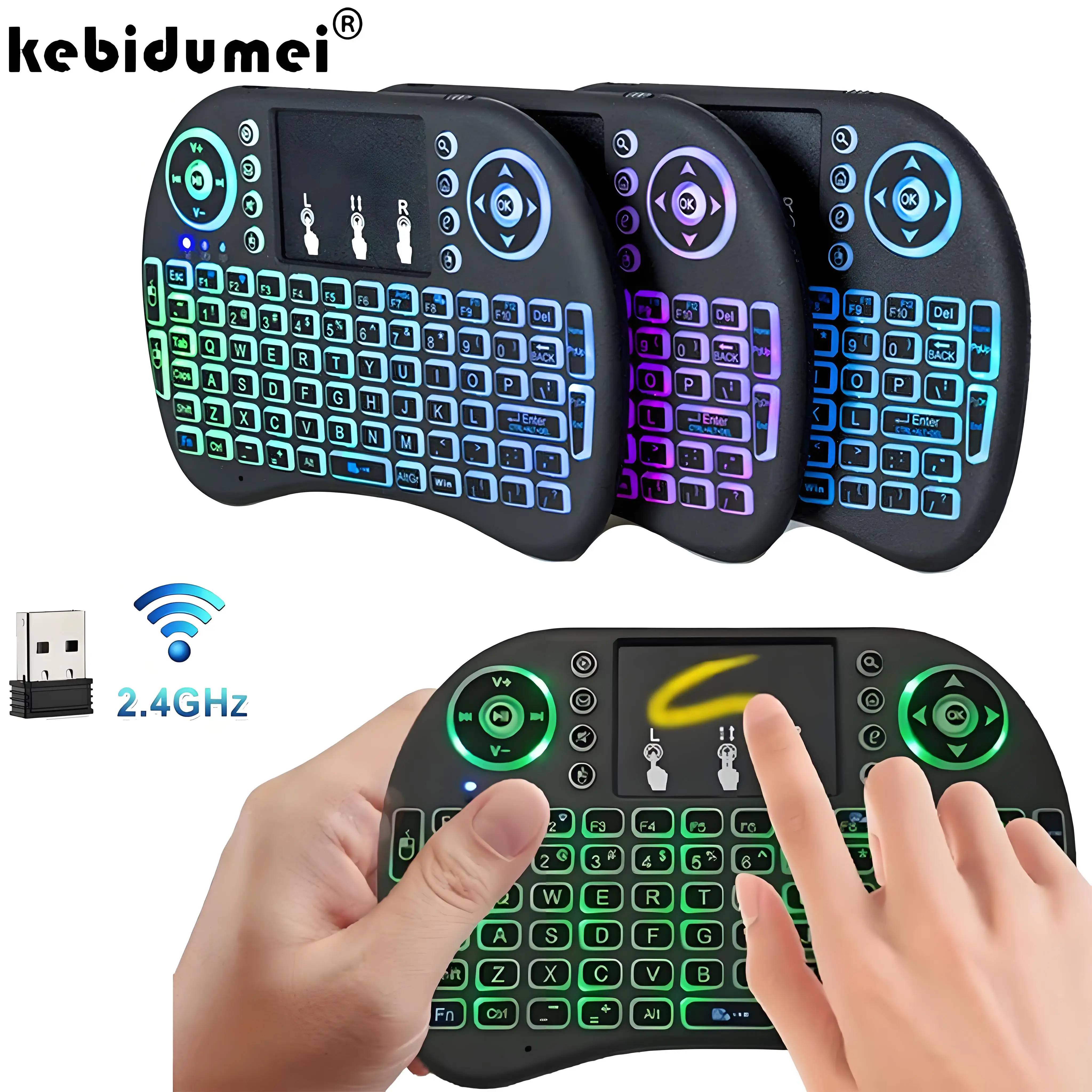Красочная подсветка, английская, русская, 2,4G, воздушная мышь, удаленная сенсорная панель для Android TV Box PC I8, мини-беспроводная клавиатура
Красочная подсветка, английская, русская, 2,4G, воздушная мышь, удаленная сенсорная панель для Android TV Box PC I8, мини-беспроводная клавиатура