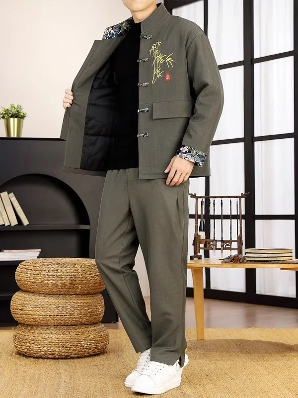 Men's Embroidered Cotton Jaet Set with Stand Collar And Button Detail for Autumn Winter Casual Sportswear Ensemble
Men's Embroidered Cotton Jaet Set with Stand Collar And Button Detail for Autumn Winter Casual Sportswear Ensemble