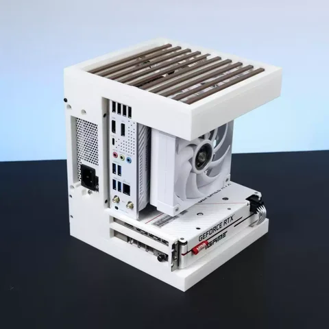 ITX Mini Tower Case, Tempered Glass Sea View Room Desktop Chassis, Compatible with 17x17/17x19 Mainboard & SFX PSU, DIY Custom S