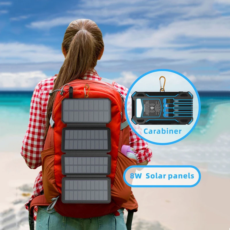 Foldable Solar Power Bank 20000mAh with 4 Cables Camping Light Waterproof Wireless Powerbank For iPhone Samsung External Battery
Foldable Solar Power Bank 20000mAh with 4 Cables Camping Light Waterproof Wireless Powerbank For iPhone Samsung External Battery