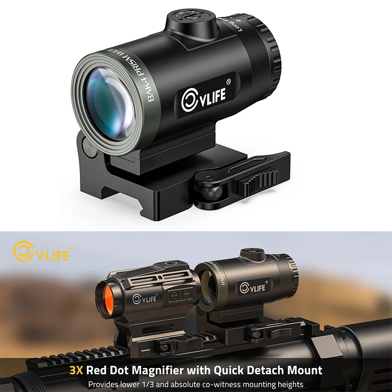 CVLIFE 3X Compact Magnifier with Quick-Release Mount Flip-to-Side Red dot Magnifie Absolute & Lower 1/3 Co-Witness for Hunting
CVLIFE 3X Compact Magnifier with Quick-Release Mount Flip-to-Side Red dot Magnifie Absolute & Lower 1/3 Co-Witness for Hunting