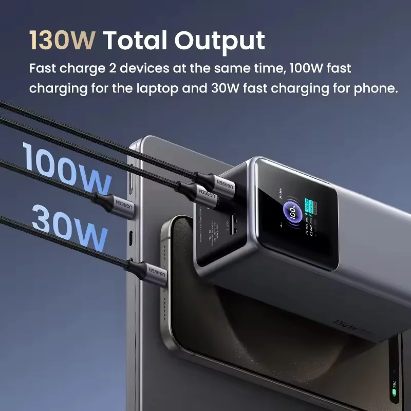 UGREEN Nexode 130 Вт 20000 мАч Power Bank Быстрая зарядка для ноутбука и телефона Большая емкость для путешествий и офиса Пользовательские аксессуары Hot Selli
UGREEN Nexode 130 Вт 20000 мАч Power Bank Быстрая зарядка для ноутбука и телефона Большая емкость для путешествий и офиса Пользовательские аксессуары Hot Selli