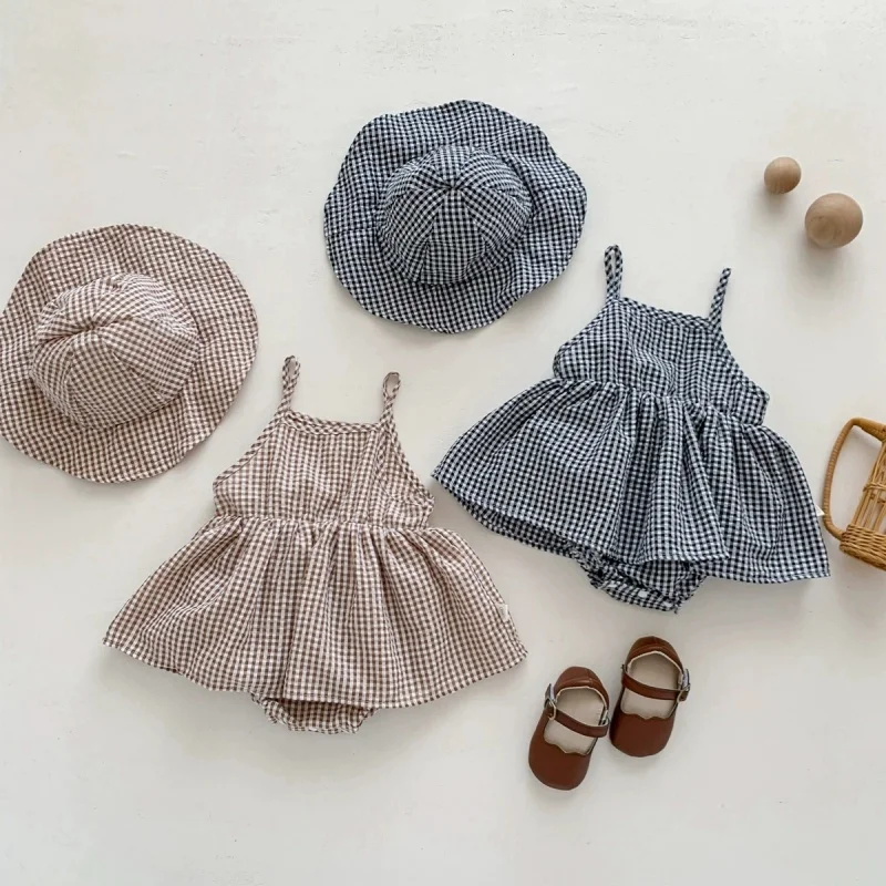 2025 Newborn Baby Girls Jumpsuit+Hat Sleeveless Cotton Plaid Toddler Baby Girl Dress Romper Baby Girls Clothes For Summer
2025 Newborn Baby Girls Jumpsuit+Hat Sleeveless Cotton Plaid Toddler Baby Girl Dress Romper Baby Girls Clothes For Summer