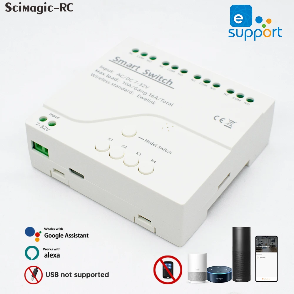 4 Channel Ewelink AC/DC 7-32V 85-250V Radio Interrupter Circuit Breaker 4CH Smart Remote Control Switch WIFI Relay Module
4 Channel Ewelink AC/DC 7-32V 85-250V Radio Interrupter Circuit Breaker 4CH Smart Remote Control Switch WIFI Relay Module