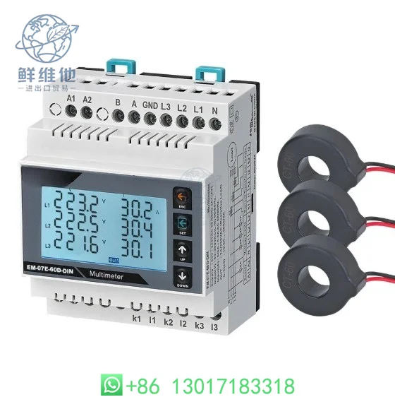 EM-07E-60D-DIN Rail Digital Protection Multimeter 60A 100A 250A Voltage Current Detector
EM-07E-60D-DIN Rail Digital Protection Multimeter 60A 100A 250A Voltage Current Detector