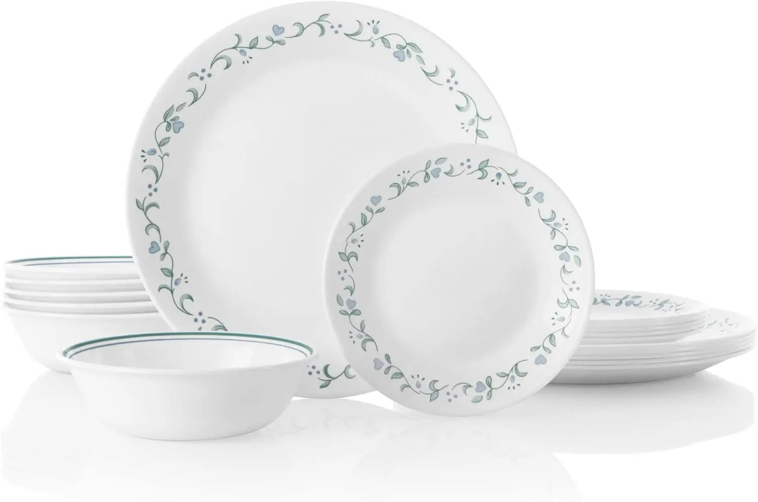 18-Piece Dinnerware Set, Lightweight Triple Layer Glass, Chip Resistant, Round Plates and Bowls, Country Cottage Style
18-Piece Dinnerware Set, Lightweight Triple Layer Glass, Chip Resistant, Round Plates and Bowls, Country Cottage Style