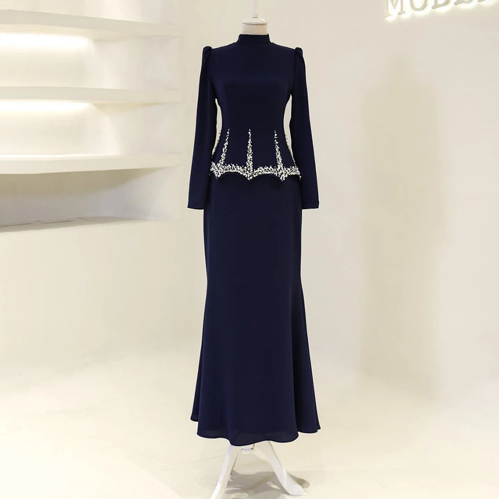 Custom Made Graceful High Neck Long Sleeve Formal Evening Dress Maxi Length Sheath Beading Crystal Saudi Arab Gown سهرات
Custom Made Graceful High Neck Long Sleeve Formal Evening Dress Maxi Length Sheath Beading Crystal Saudi Arab Gown سهرات