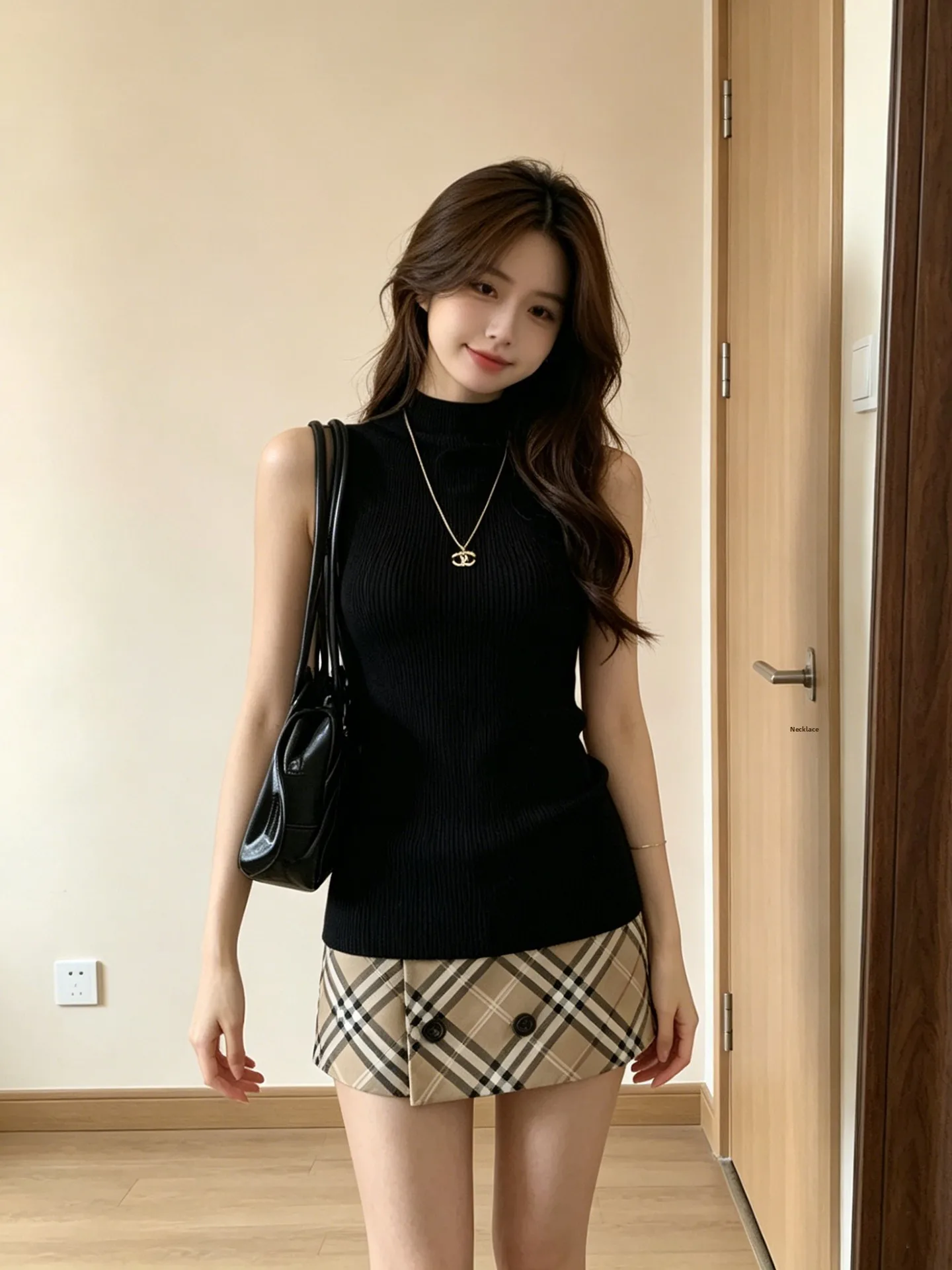 Summer Korean Style Shoulder Bared Black Sleeveless Top And Short Skirt Set for Women Beautiful Fashionable And Perfectly Sized
Summer Korean Style Shoulder Bared Black Sleeveless Top And Short Skirt Set for Women Beautiful Fashionable And Perfectly Sized