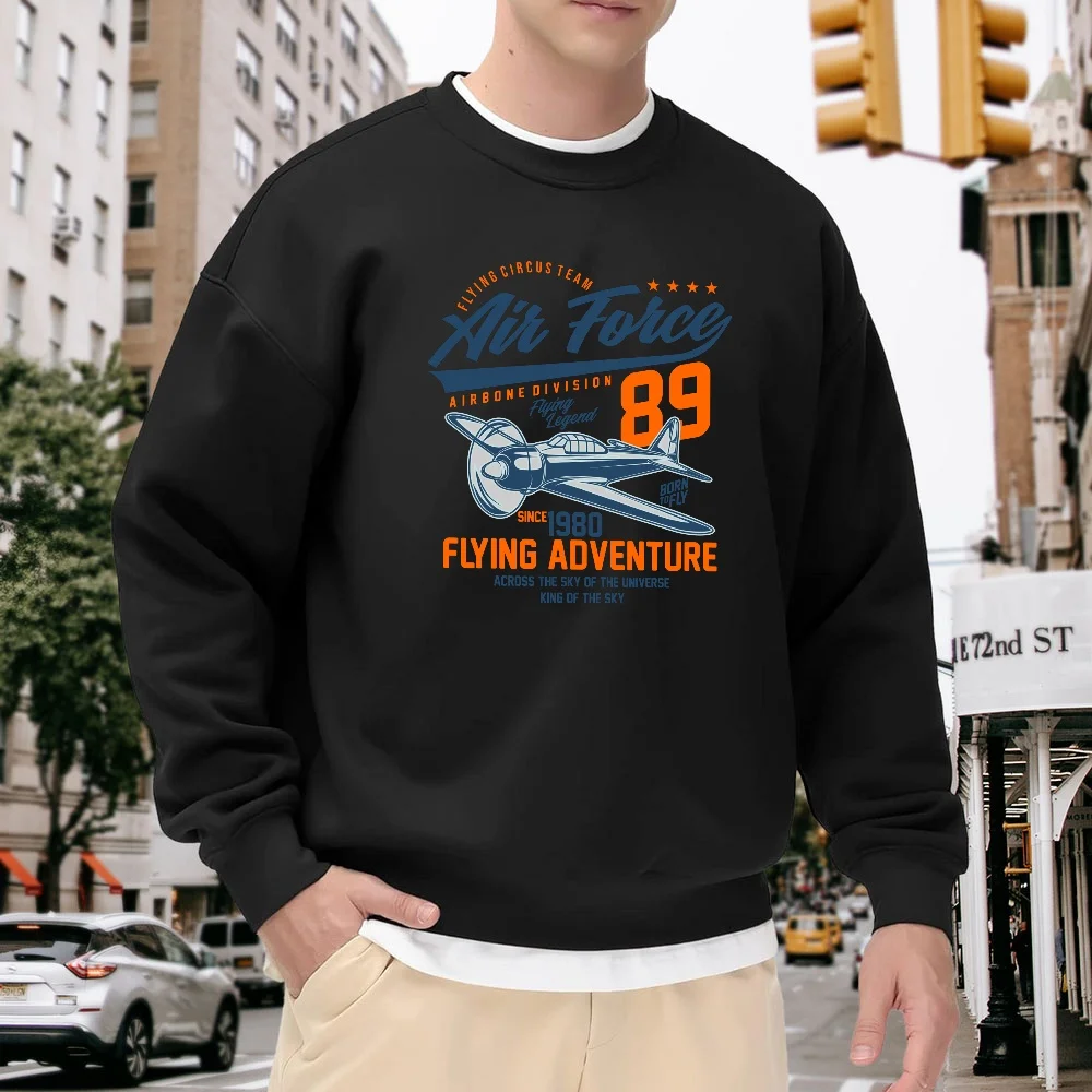 Men's Black Crew Neck Loose Sweatshirt, Vintage Airplane Letter Print Top, Street Casual Trendy Style, Versatile and Comfortable Pullover for Everyday Wear
Men's Black Crew Neck Loose Sweatshirt, Vintage Airplane Letter Print Top, Street Casual Trendy Style, Versatile and Comfortable Pullover for Everyday Wear