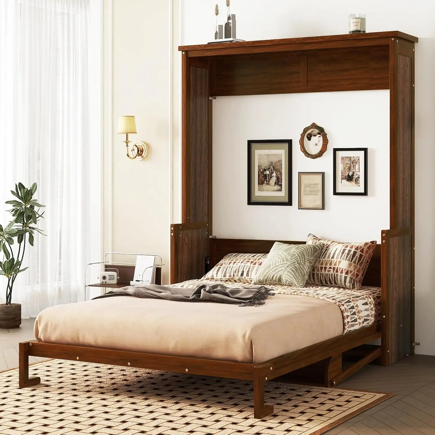Wood Queen Size Murphy Bed with Desk and Storage Shelf, Farmhouse Hidden Wall Bed with Gas Struts for Guest Room,, Customized
Wood Queen Size Murphy Bed with Desk and Storage Shelf, Farmhouse Hidden Wall Bed with Gas Struts for Guest Room,, Customized