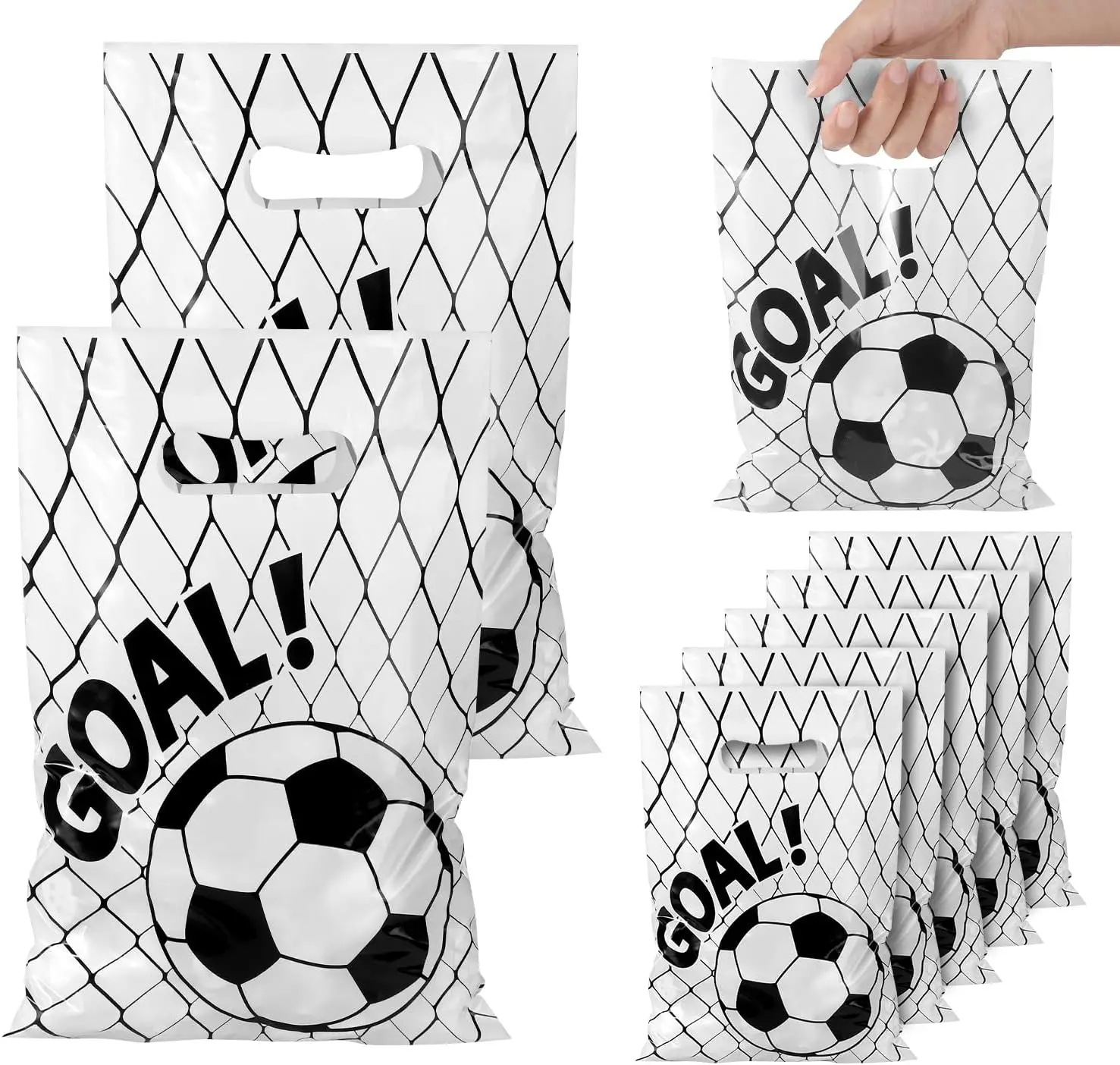 50pcs Soccer Gift Bags - Plastic Goodie Bags for Team Kids Teens Games Sports Events (White)
50pcs Soccer Gift Bags - Plastic Goodie Bags for Team Kids Teens Games Sports Events (White)