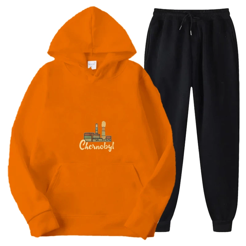 Комплект толстовок с капюшоном оранжевого чернобиля с принтом и текстом, повседневная толстовка, брюки, наряд для мужчин и женщин, уличная одежда унисекс, мода
Комплект толстовок с капюшоном оранжевого чернобиля с принтом и текстом, повседневная толстовка, брюки, наряд для мужчин и женщин, уличная одежда унисекс, мода