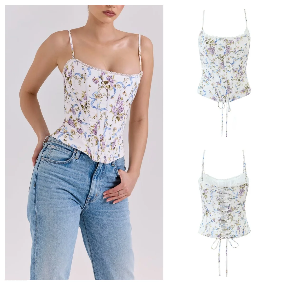 European and American style 2025 summer new style printed back tie hot girl slim camisole
European and American style 2025 summer new style printed back tie hot girl slim camisole