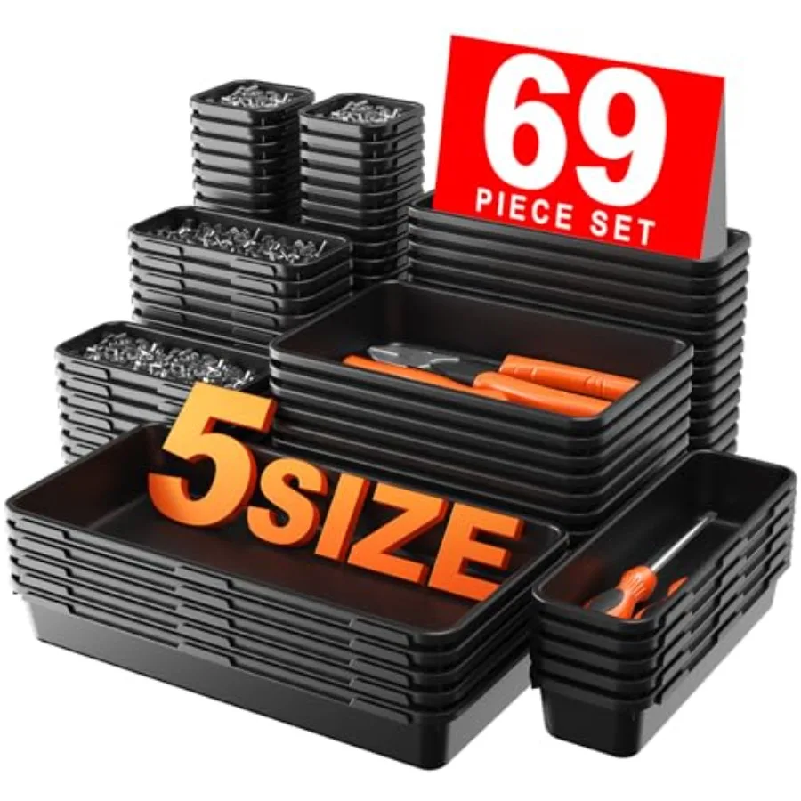 More Larger Size 69 PCS-5 Size Tool Box Organizer Tray Divider Set Black Desk Drawer Organizer Bin Socket Organization and Stor
More Larger Size 69 PCS-5 Size Tool Box Organizer Tray Divider Set Black Desk Drawer Organizer Bin Socket Organization and Stor